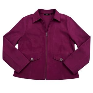Tribal Magenta Faux Suede Moto Jacket Women’s Size 6 Zip Front Silver Detail GUC
